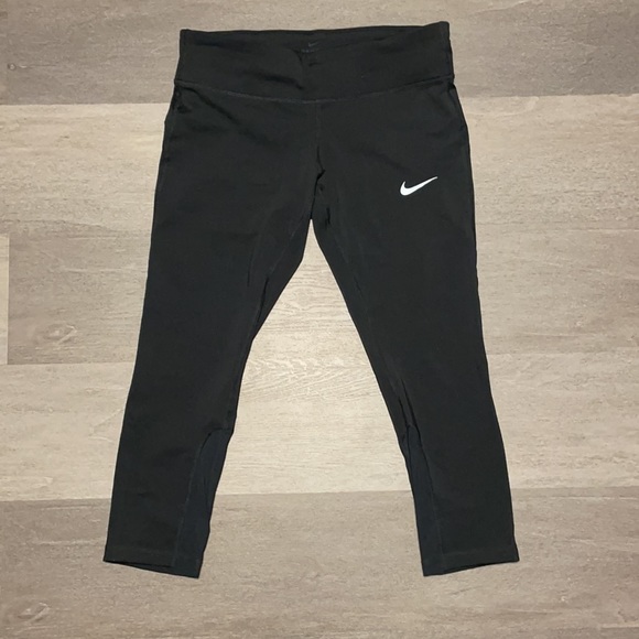 Black Nike 3/4 Leggings with Mesh Detail on Calf - Picture 3 of 5